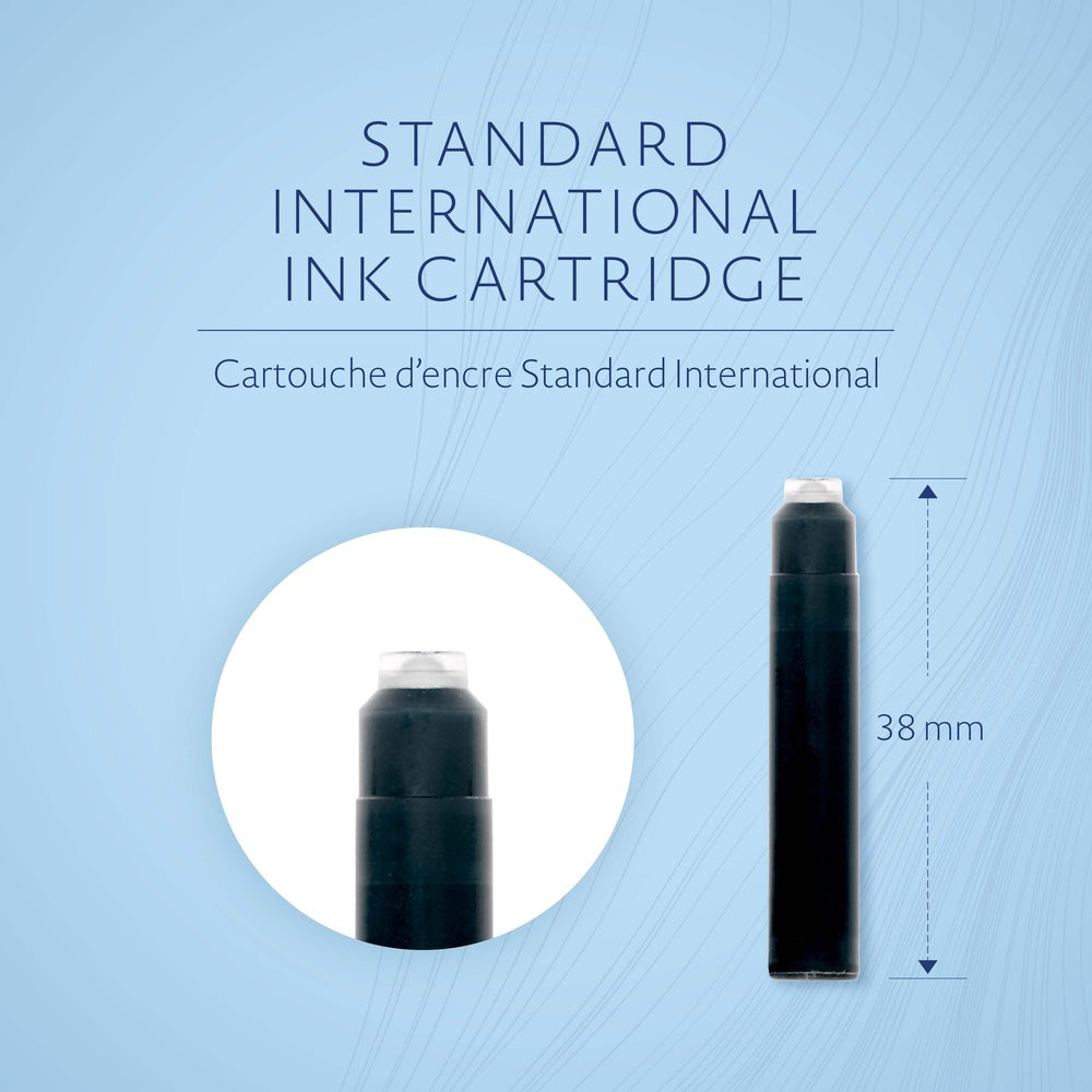 Waterman cartouches d’encre pour stylo plume | format standard international « petit » | couleur Noir Intense | boîte de 6