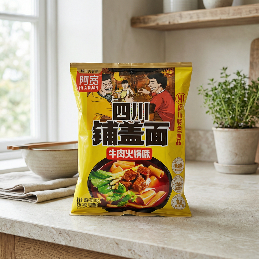 Bai Jia Feuilles de pâtes du Sichuan Saveur Fondue au bœuf 110 g