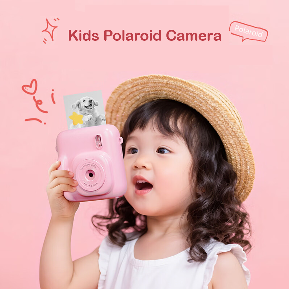 Songdian Appareil photo à impression instantanée pour filles et garçons, Cadeau jouet rose pour Noël et anniversaire
