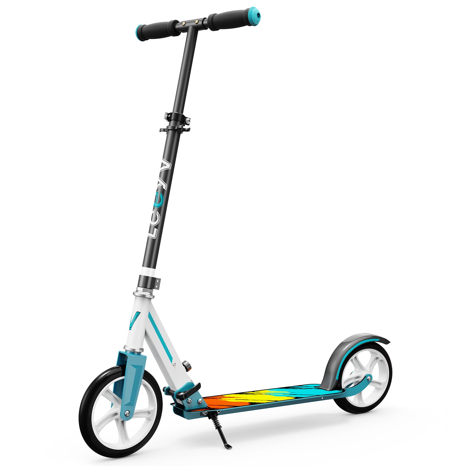 LEEYV Trottinette LY205, Trottinette pour enfants 6–12 ans et adultes, Charge maximale 100 kg, Hauteur réglable, Légère, 2 roues, Trottinette pliable pour enfants avec grandes roues