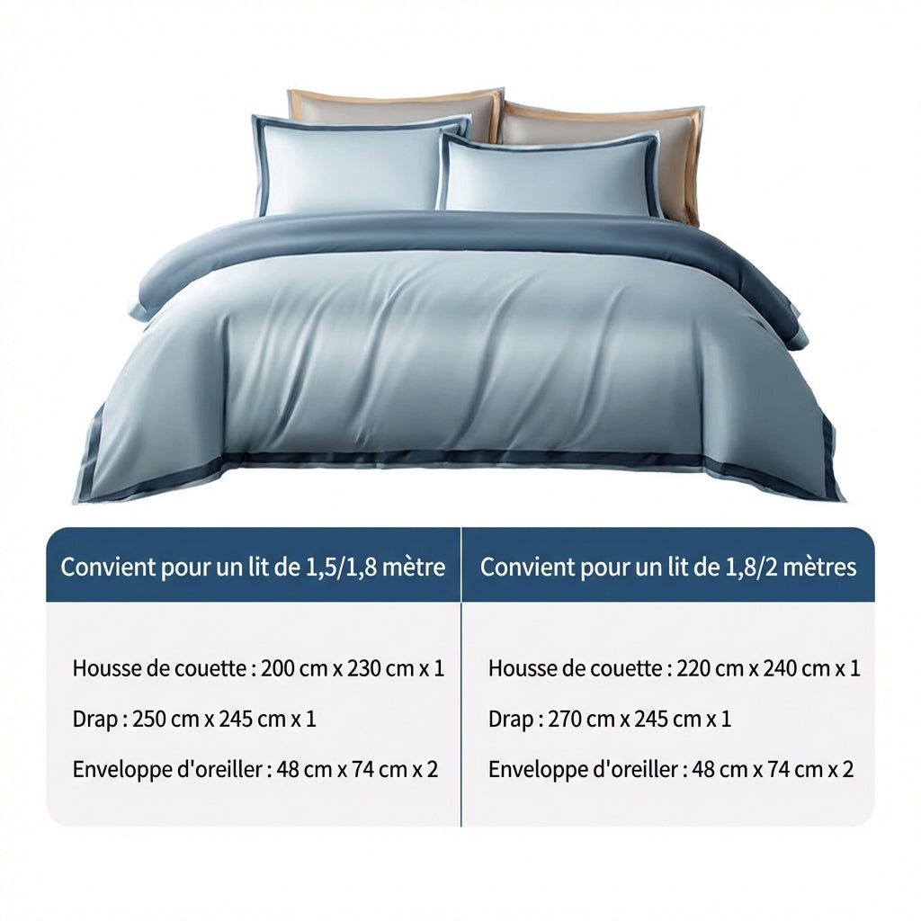 ochama x J.ZAO Parure de lit - Coton à fibres longues 100s ultra-doux, Lit de 1,8 m, Couette 220x240 cm, Bleu Rhin
