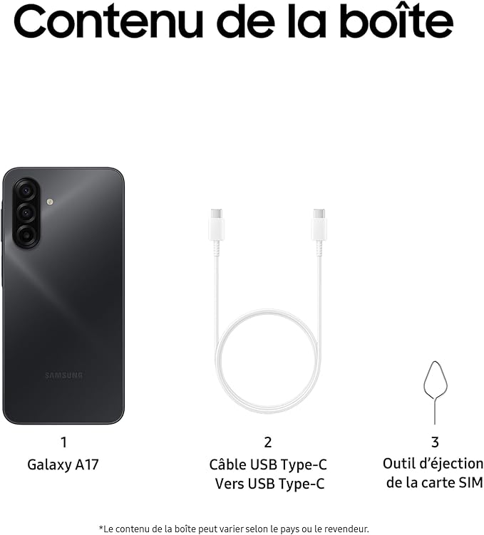 Samsung Galaxy A17 17 cm (6.7") Double SIM 4G USB Type-C 4 Go 128 Go 5000 mAh Noir