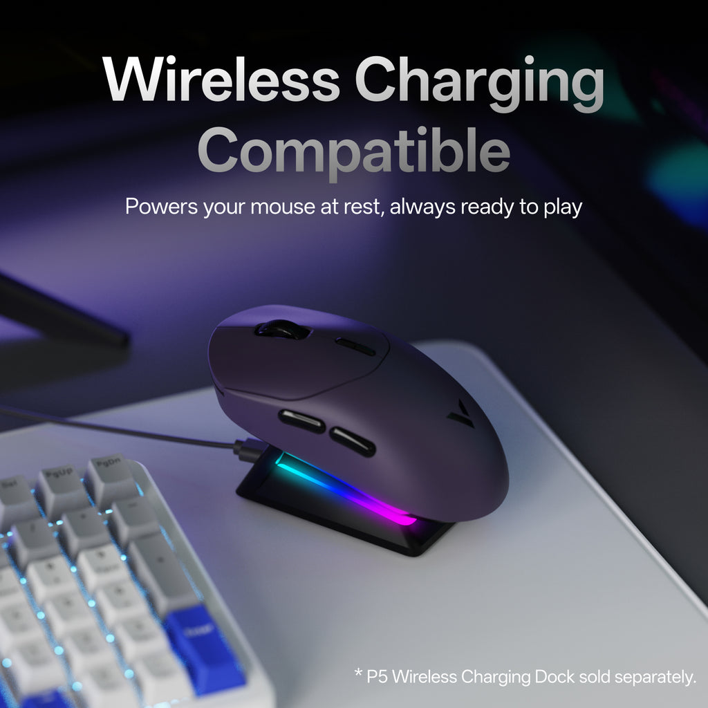 Rapoo VT2 Souris gaming sans fil, Taux d’interrogation sans fil 8K réel, 53 g Ultra légère, Batterie jusqu’à 750 h, MCU Nordic nRF54L15, Commutateur mécanique 100 millions