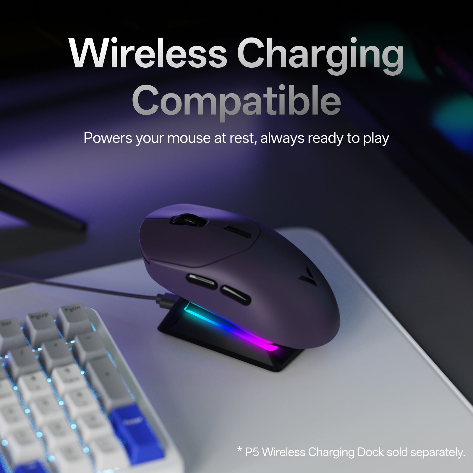 Rapoo VT2 Souris gaming sans fil, Taux d’interrogation sans fil 8K réel, 53 g Ultra légère, Batterie jusqu’à 750 h, MCU Nordic nRF54L15, Commutateur mécanique 100 millions