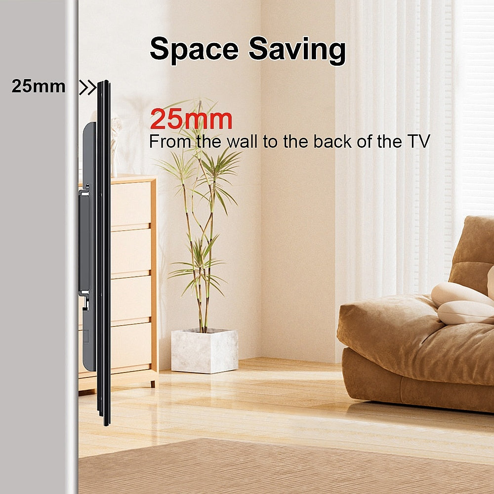 Support mural fixe pour téléviseurs 32-55 pouces, Max VESA 400 x 400 mm, Supporte jusqu'à 45 kg, Design peu encombrant, Convient aux murs en béton, brique et bois