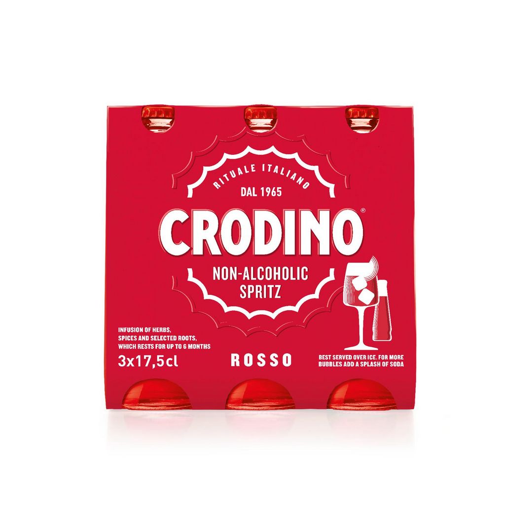 CRODINO ROSSO Cocktail Spritz Rouge Sans Alcool pack 3x17.5cl