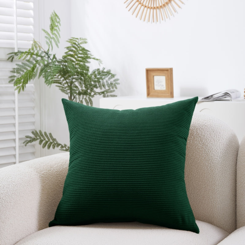MEROPE, Housse de coussin en velours côtelé polyester, 50x50 cm, vert forêt, 1 pack