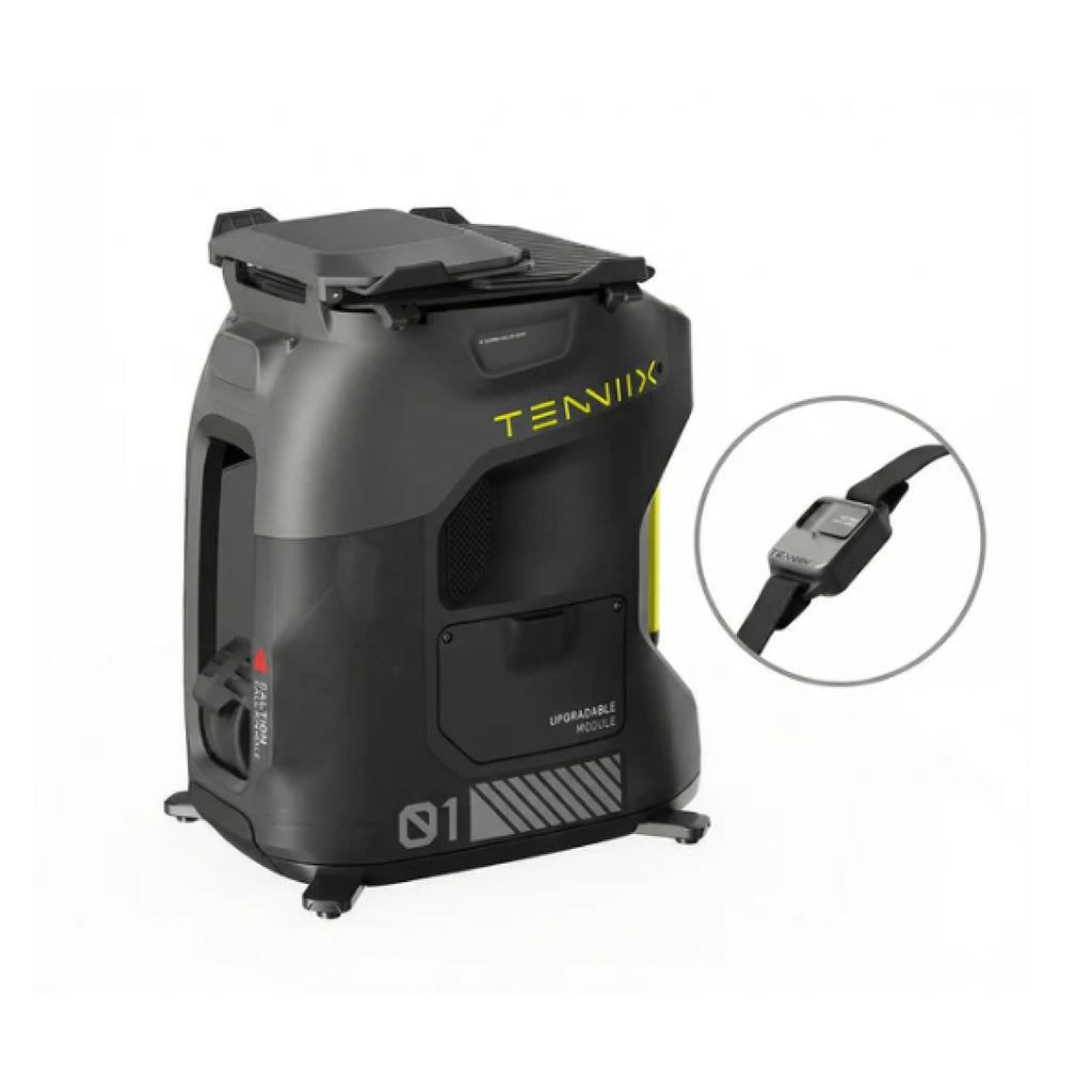 TENNIIX Robot de tennis IA basique, Noir de jais, 100+ modes de service, Contrôle vocal et par application, Écran LED, Moteur QDD, Plus de 1000 modes d'entraînement personnalisés