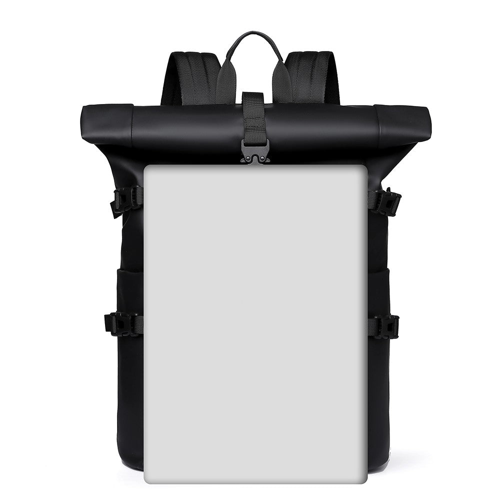 Sac à dos ordinateur portable anti-eau à bords roulés 15,6 pouces sac à dos décontracté multi-sangles grande capacité sac de jour pour travail cyclisme voyage urbain