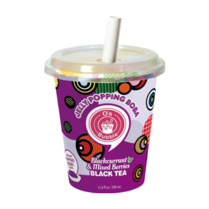 O's Bubble Bubble tea boba à billes éclatantes cassis baies 350 ml