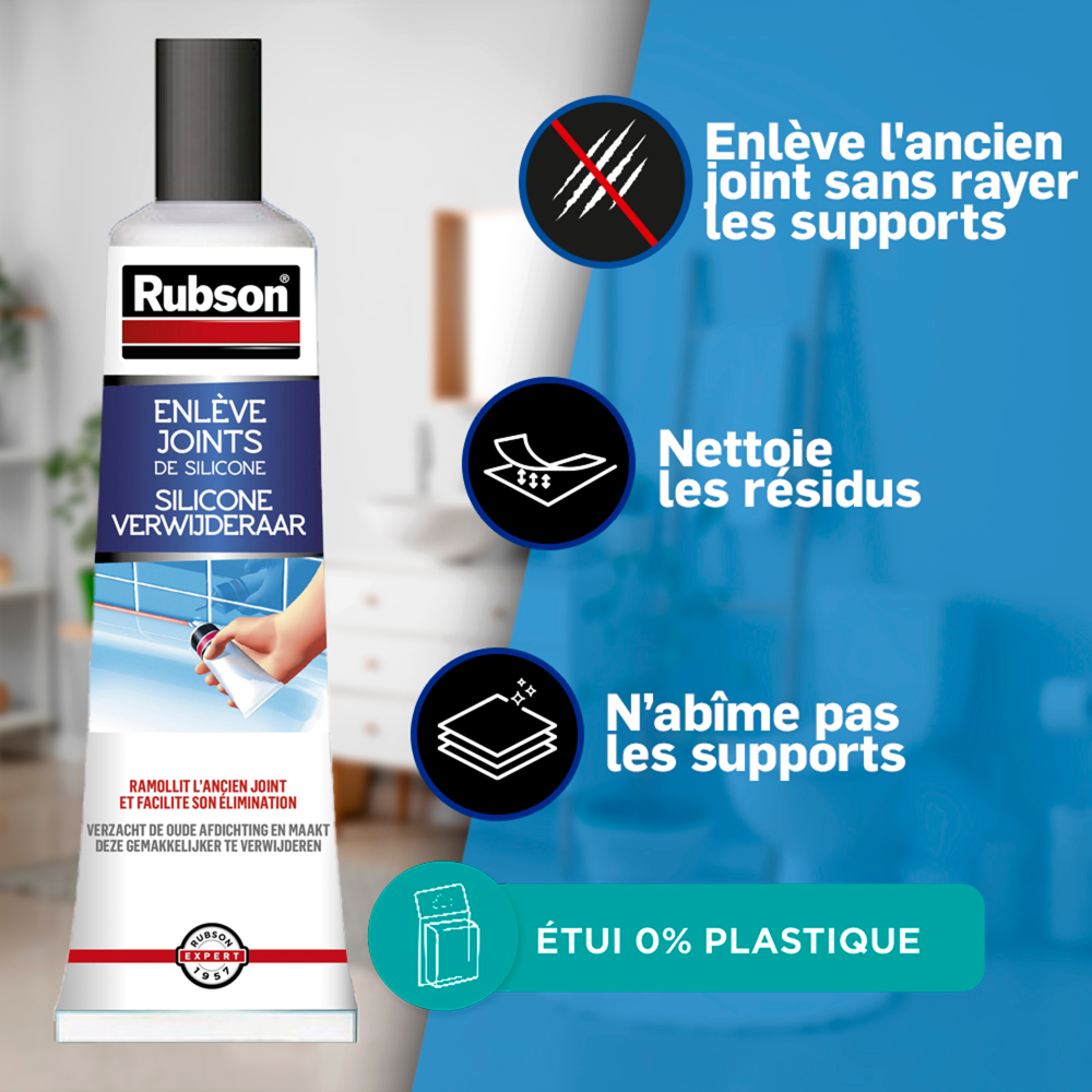 Henkel Rubson – Gel Enlève Joints Silicone (tube de 80 ml) – Gel décapant pour retirer les joints de silicone – Dissolvant pour ramollir l'ancien joint et faciliter son élimination