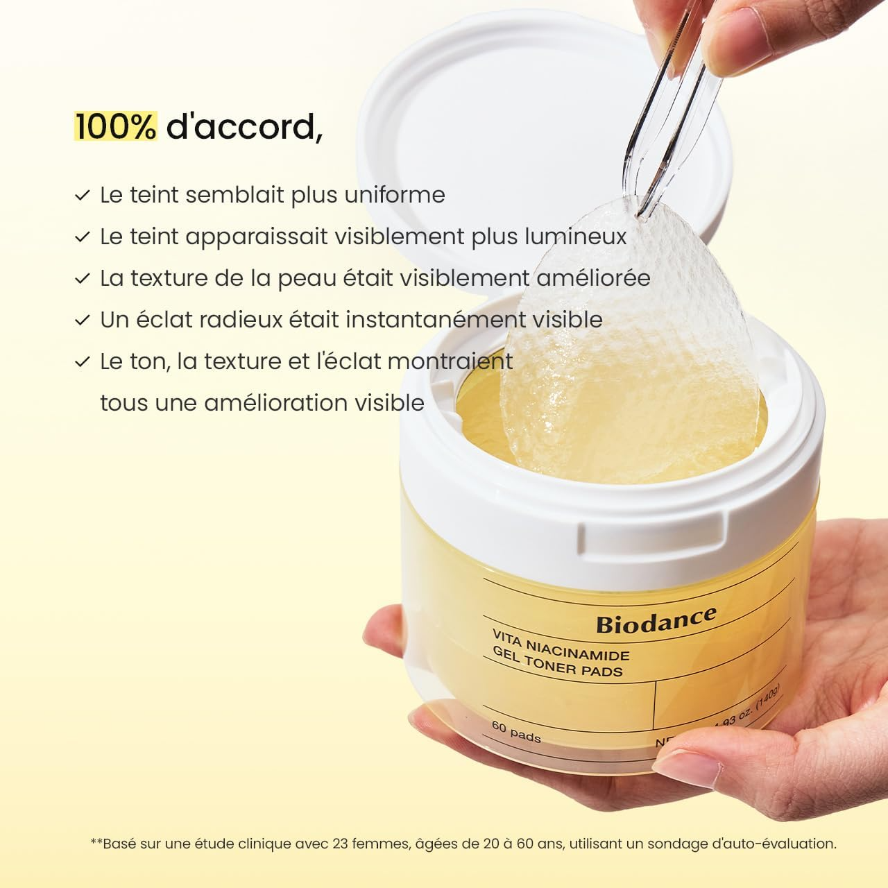 Biodance Vita Niacinamide, pads tonifiants en gel - 60 pièces