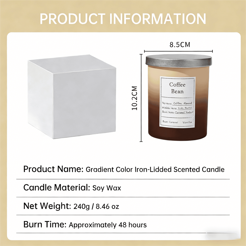 Zooly Bougie parfumée couleur dégradée dopamine - Grain de café, 240 g, 1 pièce