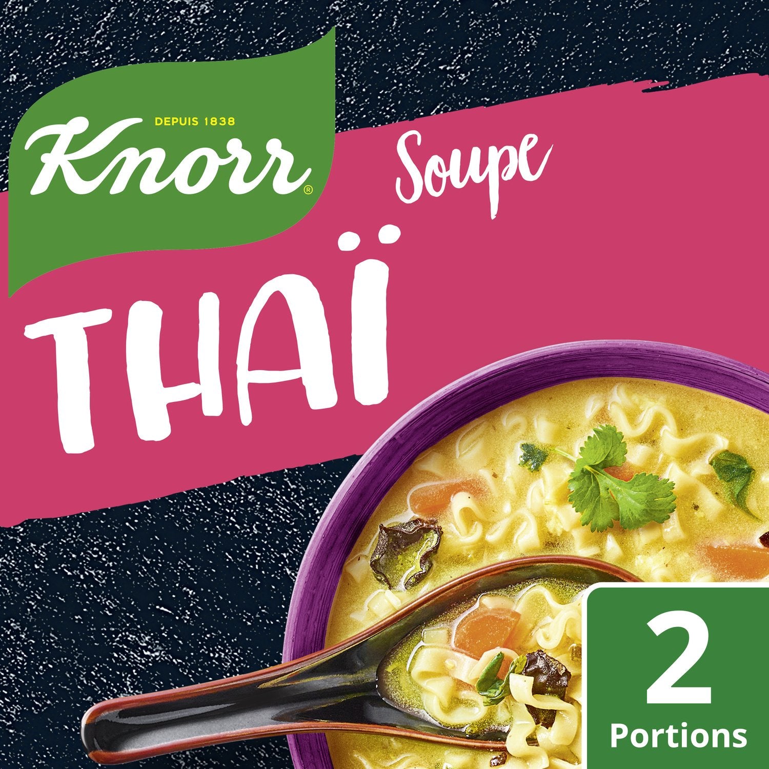 knorr Soupe de nouilles thaïlandaise aux champignons, 2 variétés, 69 g, 0,70 L