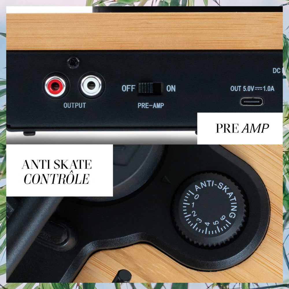 House of Marley Stir It Up Lux Platine vinyle Bluetooth à 2 vitesses - Verre et bambou