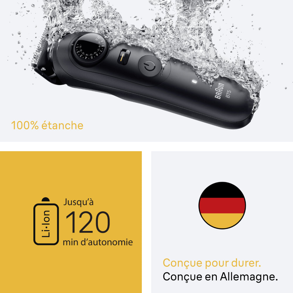 BRAUN BT Styler BT5520 Tondeuse à barbe de précision 4-en-1 - 39 réglages de longueur - Étanche