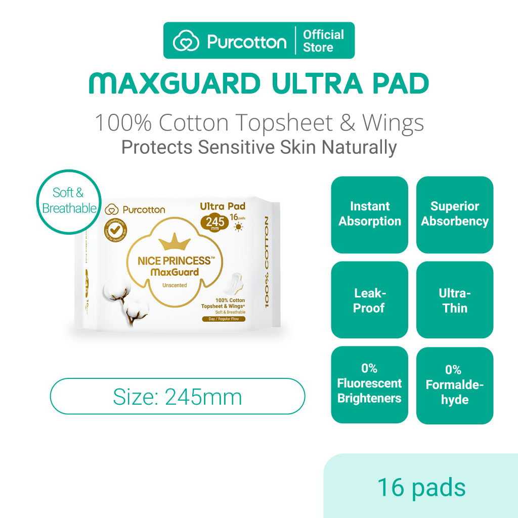 PURCOTTON NICE PRINCESS MaxGuard Ultra Serviette 245 mm 16 Serviettes