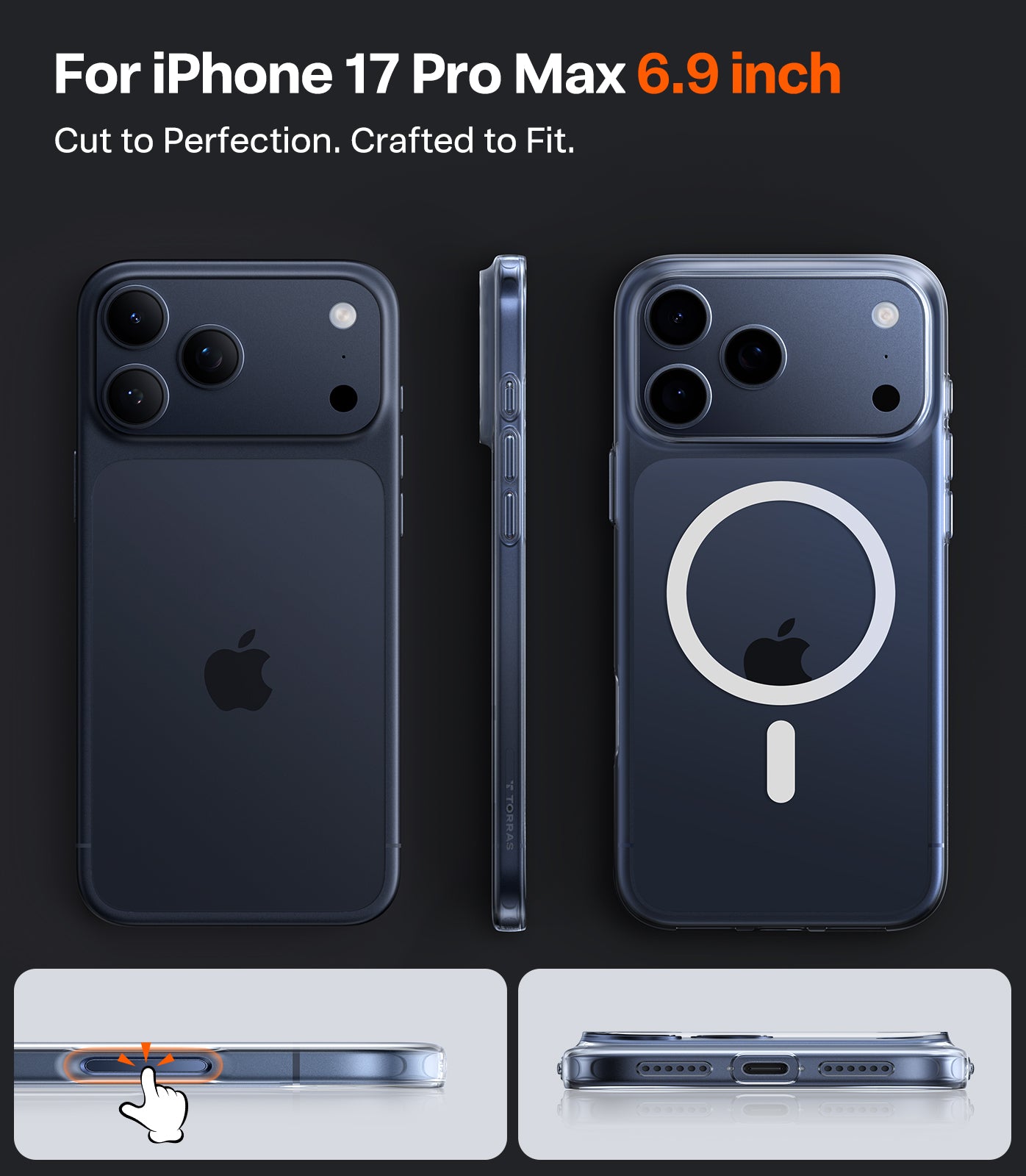 TORRAS Coque de téléphone SlimFit-Mag pour iPhone 17 Pro Max - Transparent