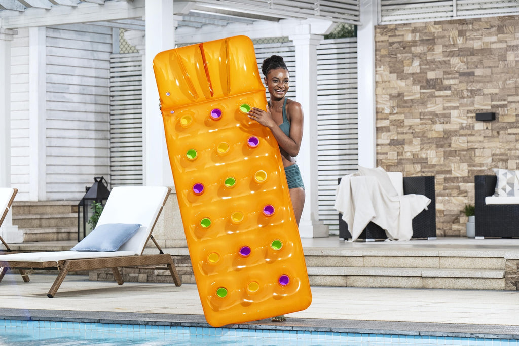 Bestway® Matelas flottant de piscine Couleurs d’été™ Orange avec oreiller