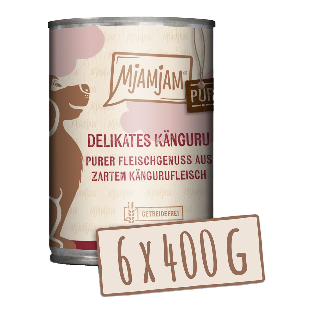 [Peut être servi frais pour l'été] MjAMJAM Nourriture humide pure pour chien kangourou - 400 g x 6