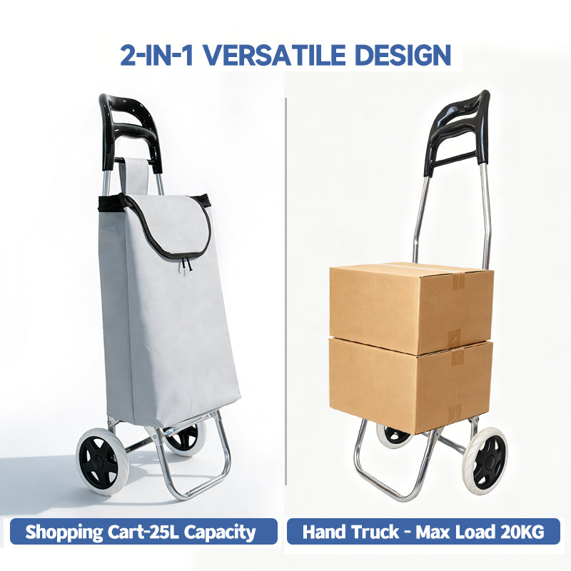 Strong bird Chariot de courses pliable de grande taille avec poignée ergonomique - Gris