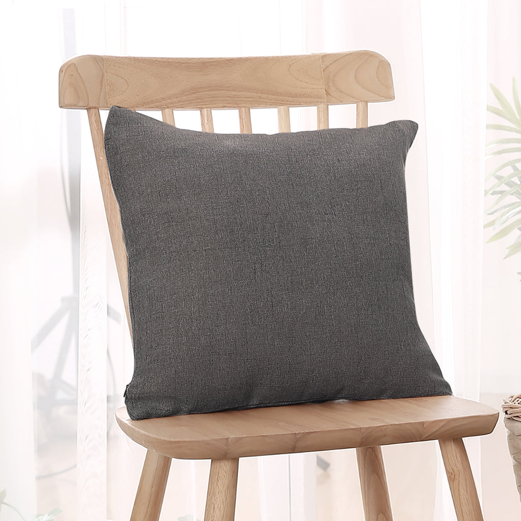 Deconovo housse de coussin en tissu aspect lin, gris foncé, 45 x 45 cm, 1 pièce