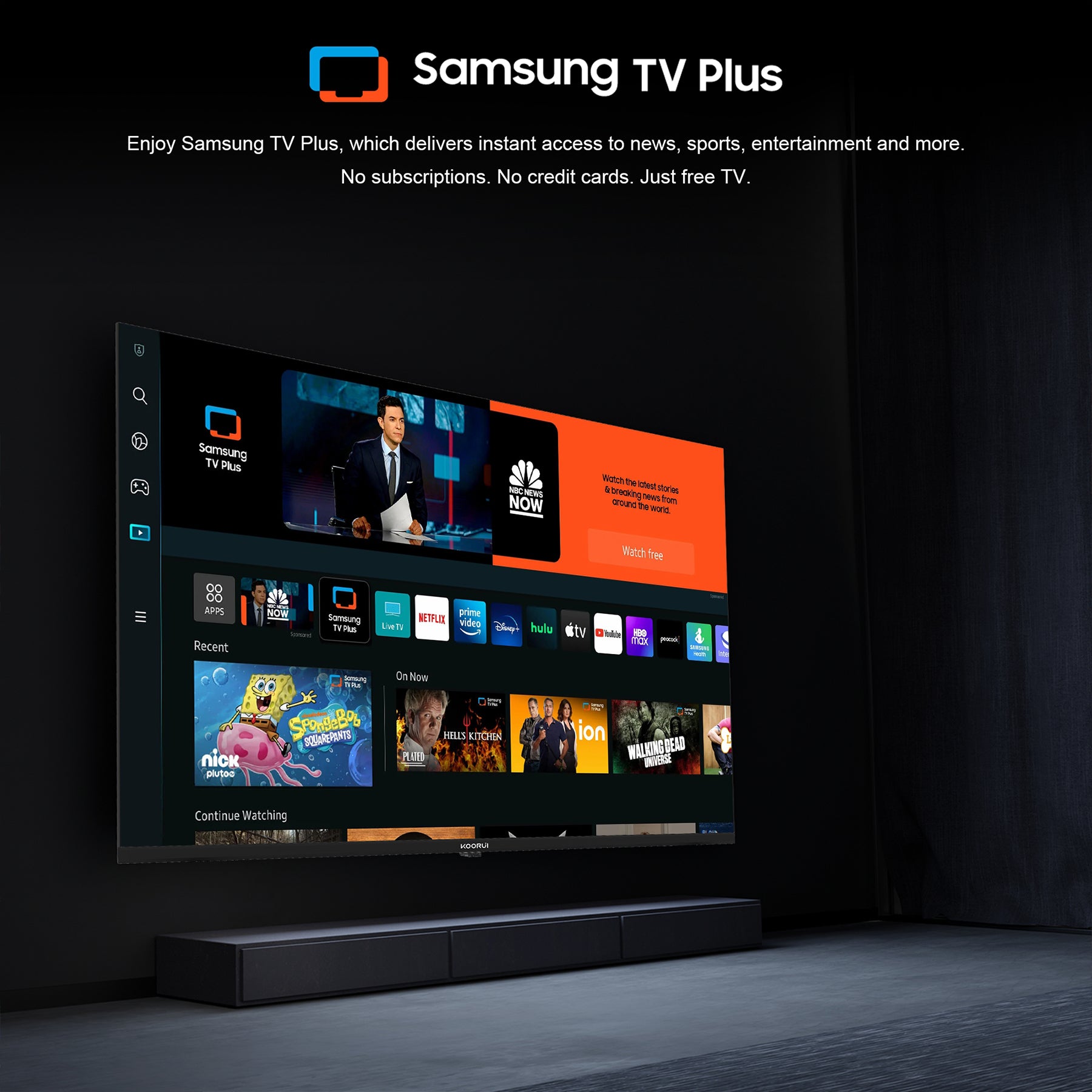 KOORUI K85D3UQ-T8, 85 pouces, 4K QLED, TIZEN TV, Design sans bords, Son dynamique avec Dolby Audio, Finition métallique haut de gamme