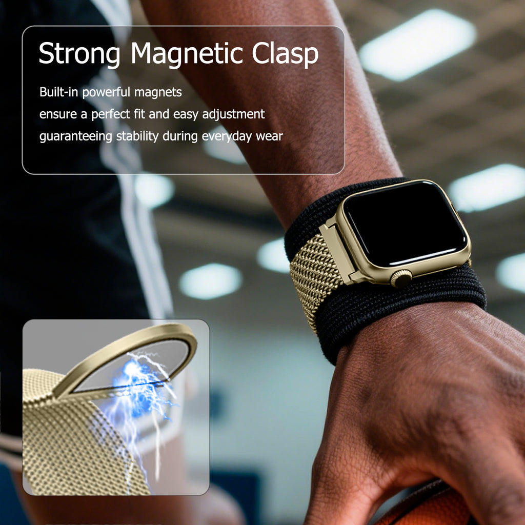 Uni-unzeit Bracelets pour Apple Watch 46 mm/45 mm/44 mm/49 mm + S3/2/1 42 mm, Or champagne, Cercle
