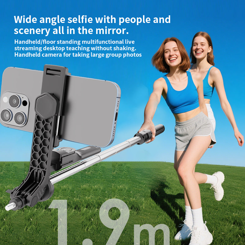 Perche à Selfie Bluetooth Verbex New K50 Noire avec Double Éclairage, Support Téléphone Extensible 1,9m, Trépied pour Streaming en Direct et Photographie