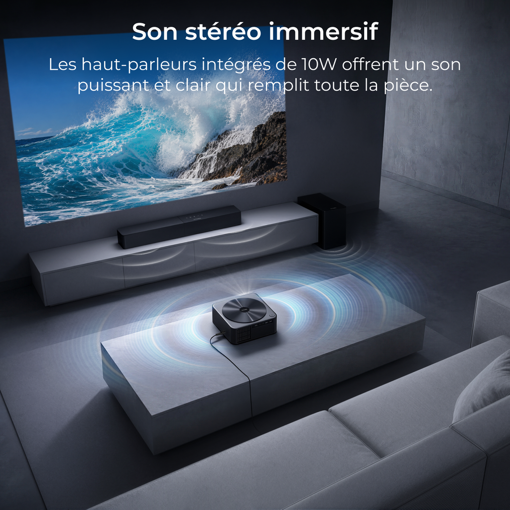 ULTIMEA Projecteur Apollo P40 HDR10 1080p 700 lumens ANSI WiFi Bluetooth 4K NEU, Autofocus