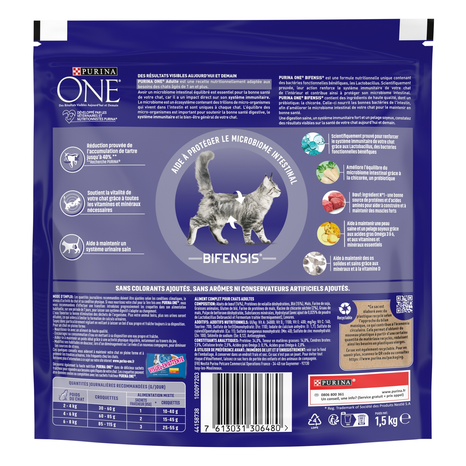 Purina One Bifensis Aliment pour chat adulte au bœuf - 1,5 kg