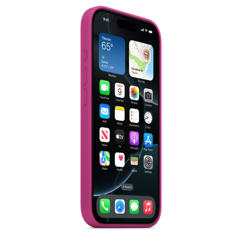 Apple coque silicone iPhone 16 Pro avec MagSafe, fuchsia