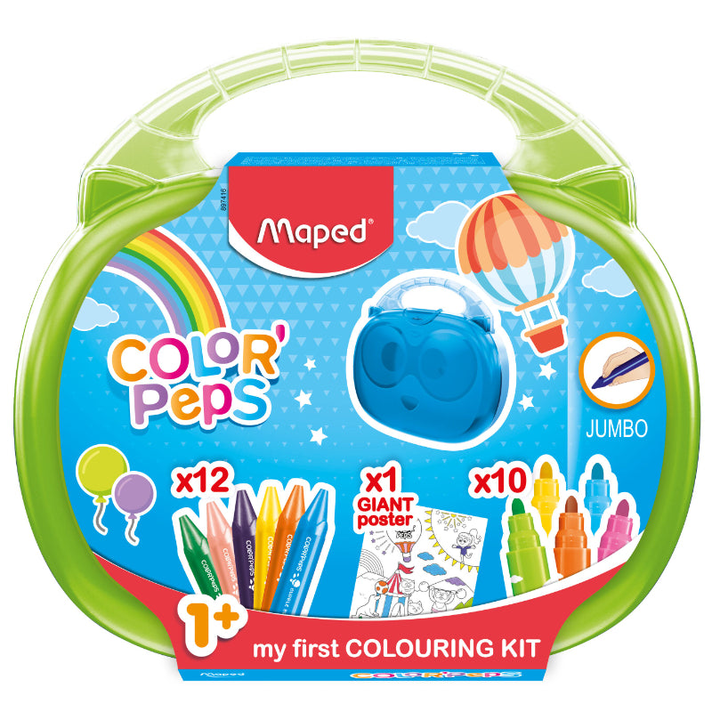 Maped Color'Peps Boîte de Couleurs Stylos Feutres Jumbo Crayons de Cire 1 An+