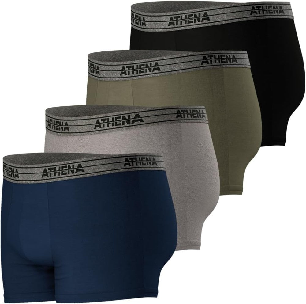 ATHENA Boxers basiques en coton Ecopack lot de 4, Noir-Noir-Noir-Noir
