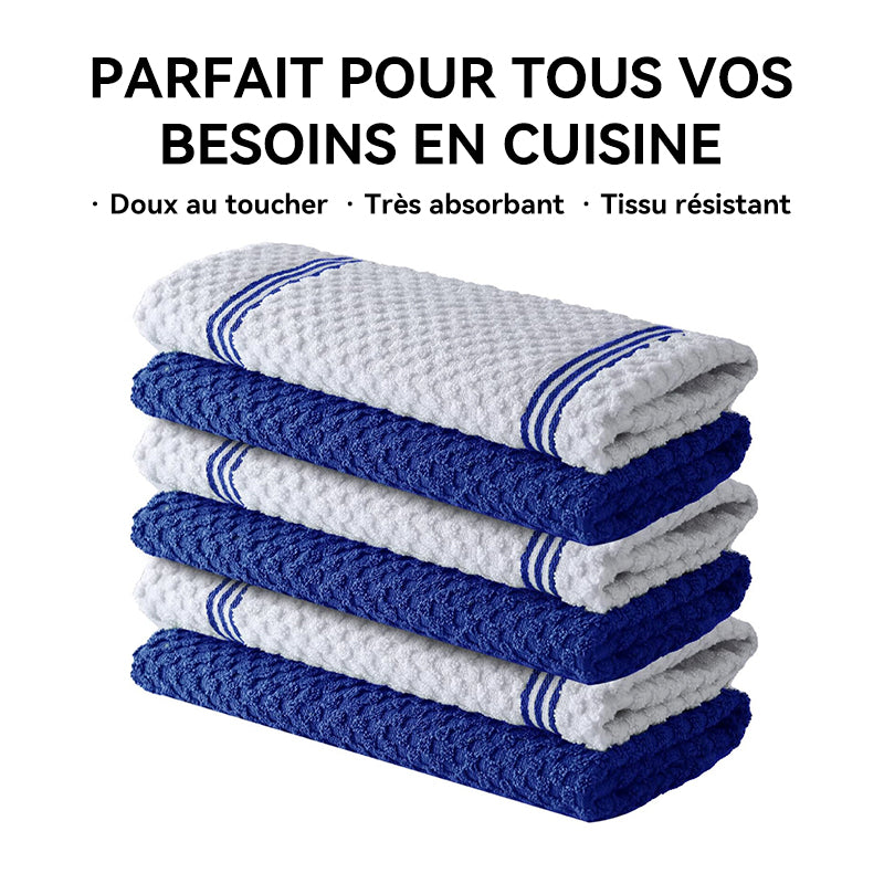 JORDAN&JUDY Lot de 6 torchons de cuisine bleus, doux et durables, sèchent rapidement et ne peluchent pas, 40 x 66 cm