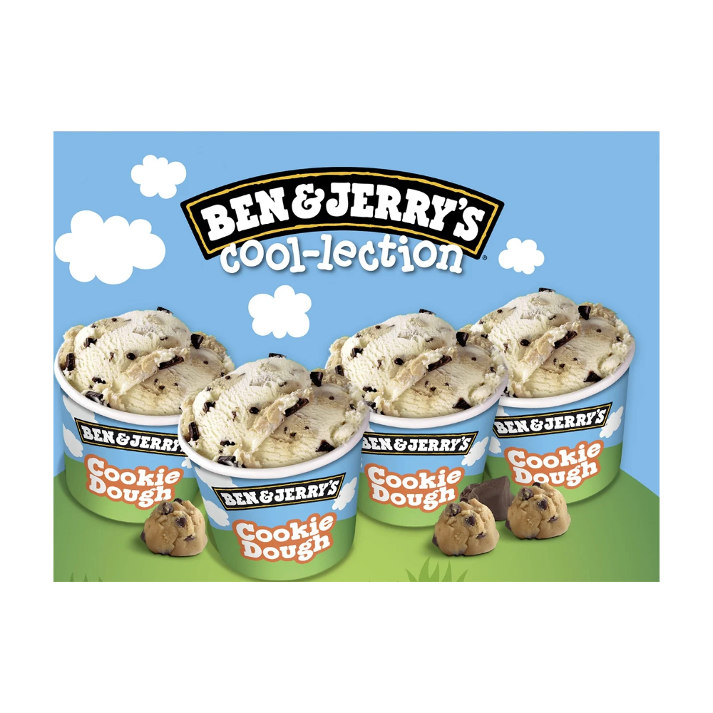 BEN & JERRY'S Mini pots de crème glacée Cookie Dough 4x100 ml