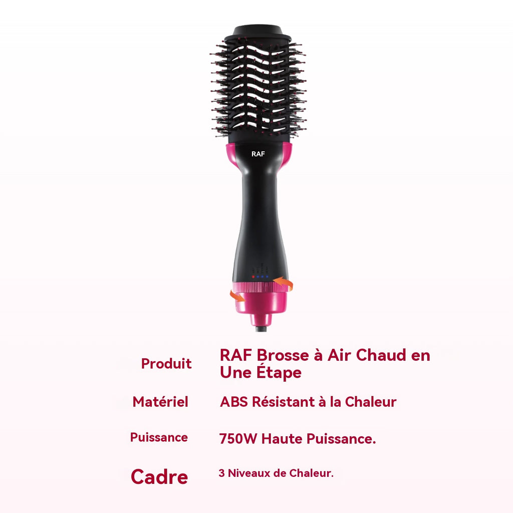 RAF Brosse soufflante 750 W, sèche-cheveux et volumisant en 1 étape, coiffante chauffante à échauffement rapide, pour femmes, coiffage lisse, effet salon à domicile