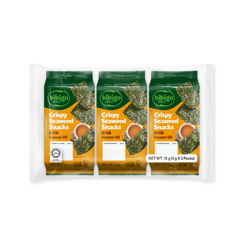 BIBIGO Chips d'algues nature - 3 x 5 g