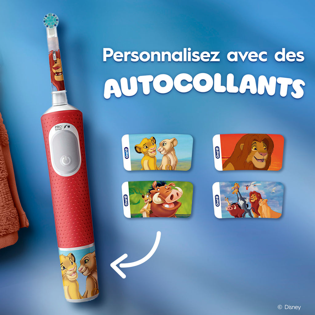 Oral-B Vitality Pro Kids Le Roi Lion Brosse à Dents Électrique pour Enfants – 2 Modes de Brossage pour Enfants de 3ans+, Tête Ronde Douce sur les Gencives, Disney Magic Timer