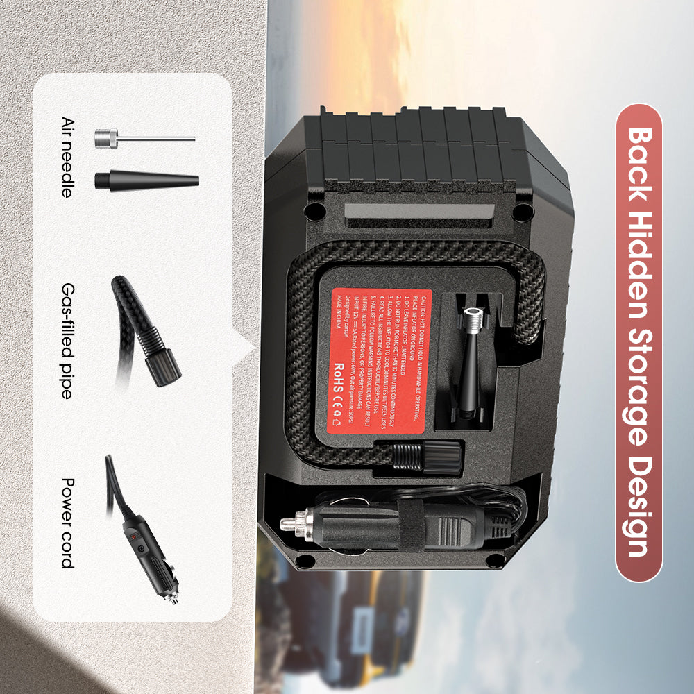 Carsun Mini pompe à air portable pour voitures, motos et vélos avec manomètre mécanique de pression des pneus