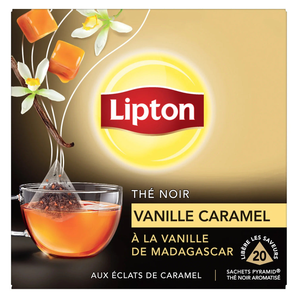 Lipton Thé noir Vanille Caramel, 20 sachets, 34 g