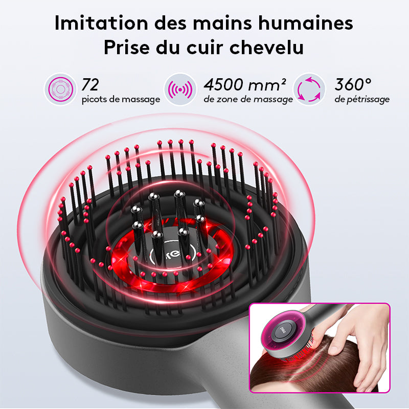 Breo Scalp3 Brosse de massage shiatsu électrique sans fil pour cuir chevelu étanche IPX7