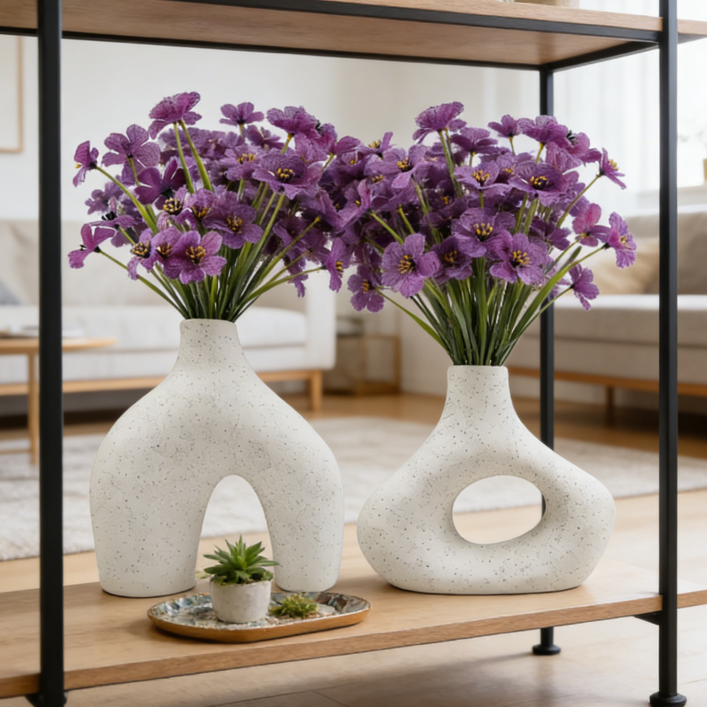 Yuejia Lot de 4 fleurs artificielles 13 po/33 cm pour extérieur, fleurs artificielles en plastique résistantes à la décoloration, plantes artificielles pour décoration