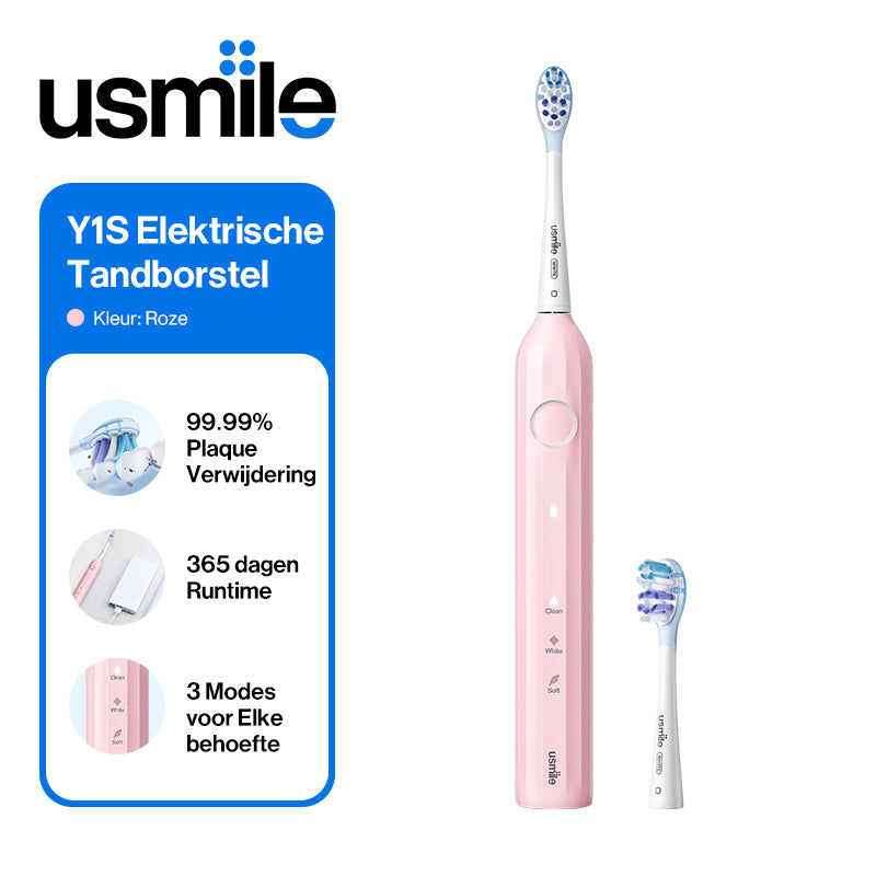 usmile Y1S Brosse à dents électrique sonique rechargeable pour adultes, 3 modes de nettoyage, minuteur intelligent, étui de voyage, autonomie de 6 mois par charge