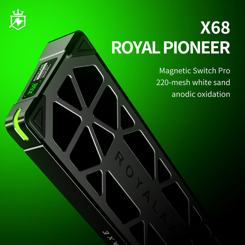 Clavier Royalaxe X68 Full Aluminium | Switchs Gateron Magnetic Jade | Disposition US Layout QWERTY | Clavier Mécanique Gamer Filaire RT FPS (Valorant, CS2)