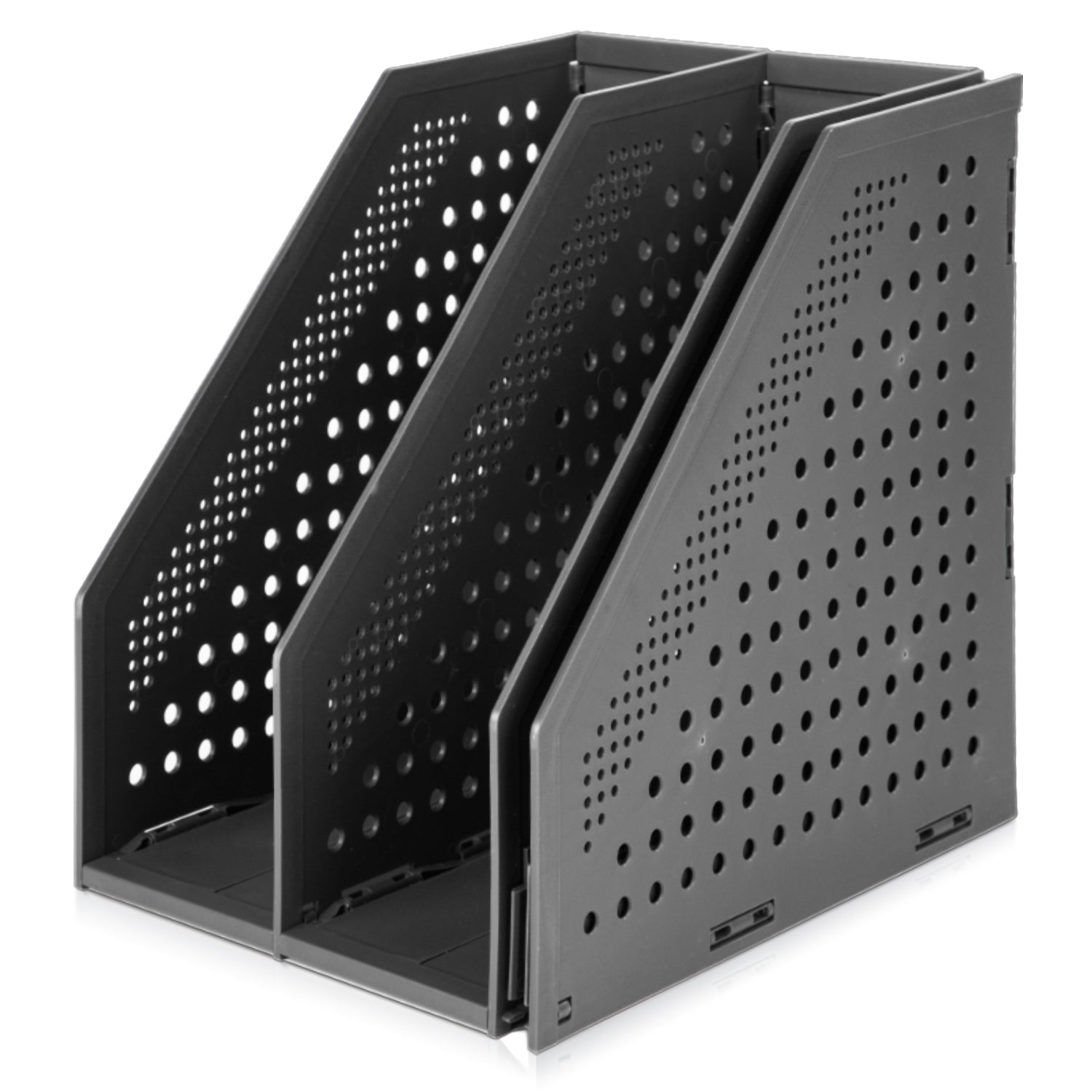 Deli Organisateur de dossiers à trois volets, rangement de bureau, gris foncé, 1 unité
