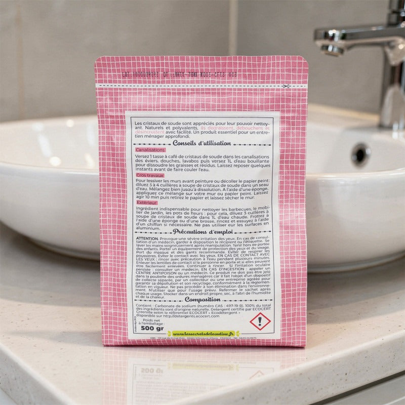 LES SECRETS DE LEONTINE Cristaux de soude poudre nettoyante Ecocert dégraissante 500 g