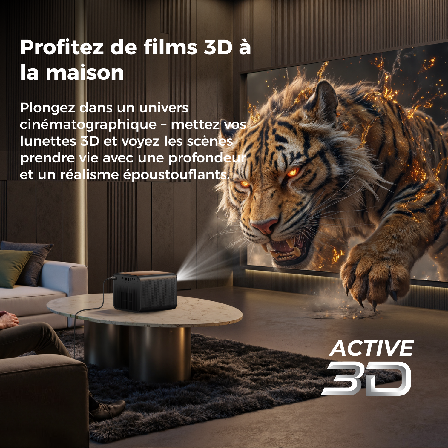 ULTIMEA Native Full HD 1080P | Vidéoprojecteur DLP Compatible 4K, 1800 Lumens ANSI, 1920 x 1080 px, Google TV, Image 3D Active, Autofocus & Correction Trapézoïdale Auto 6D
