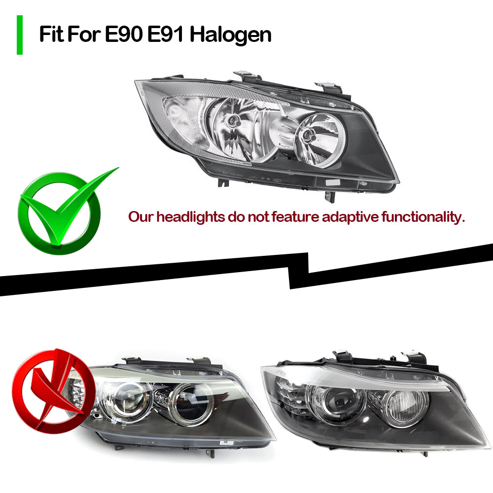 TYPY Projecteur à LED pour BMW E90, feu de projecteur halogène d’origine 2005-2012, phares 320i 325i 318i, DRL, feu de virage, feu de croisement, Angel Eye, objectif de projecteur