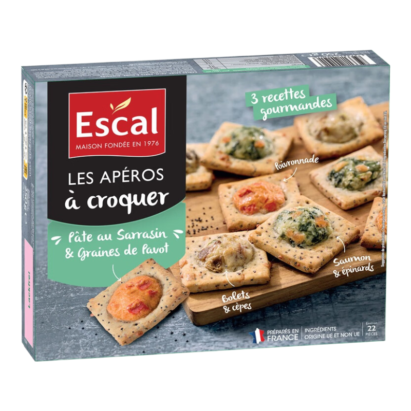 ESCAL Apéritifs à croquer au sarrasin et graines de pavot - 22 pièces / 250 g